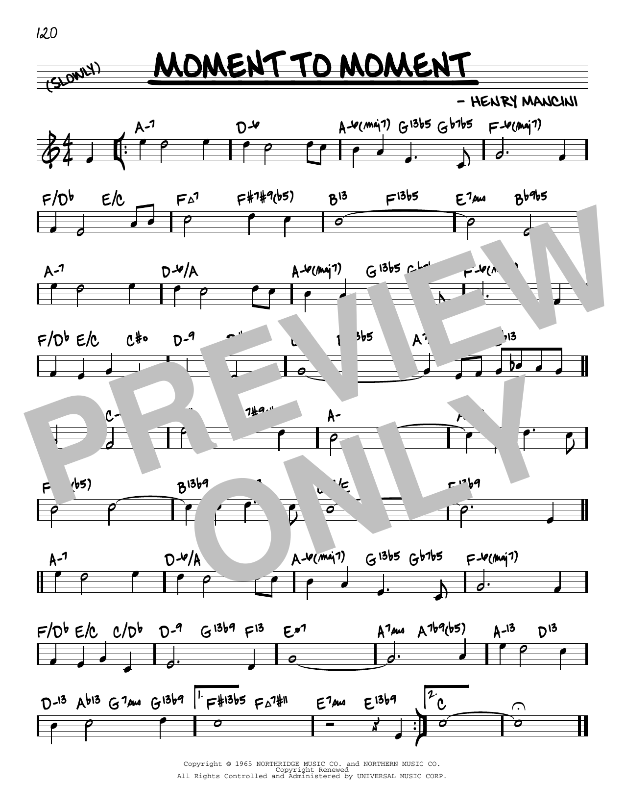 Download Henry Mancini Moment To Moment (arr. David Hazeltine) Sheet Music