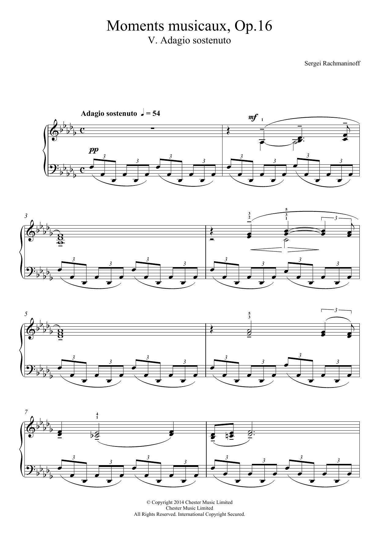 Download Sergei Rachmaninoff Moments musicaux Op.16, No.5 Adagio sos Sheet Music