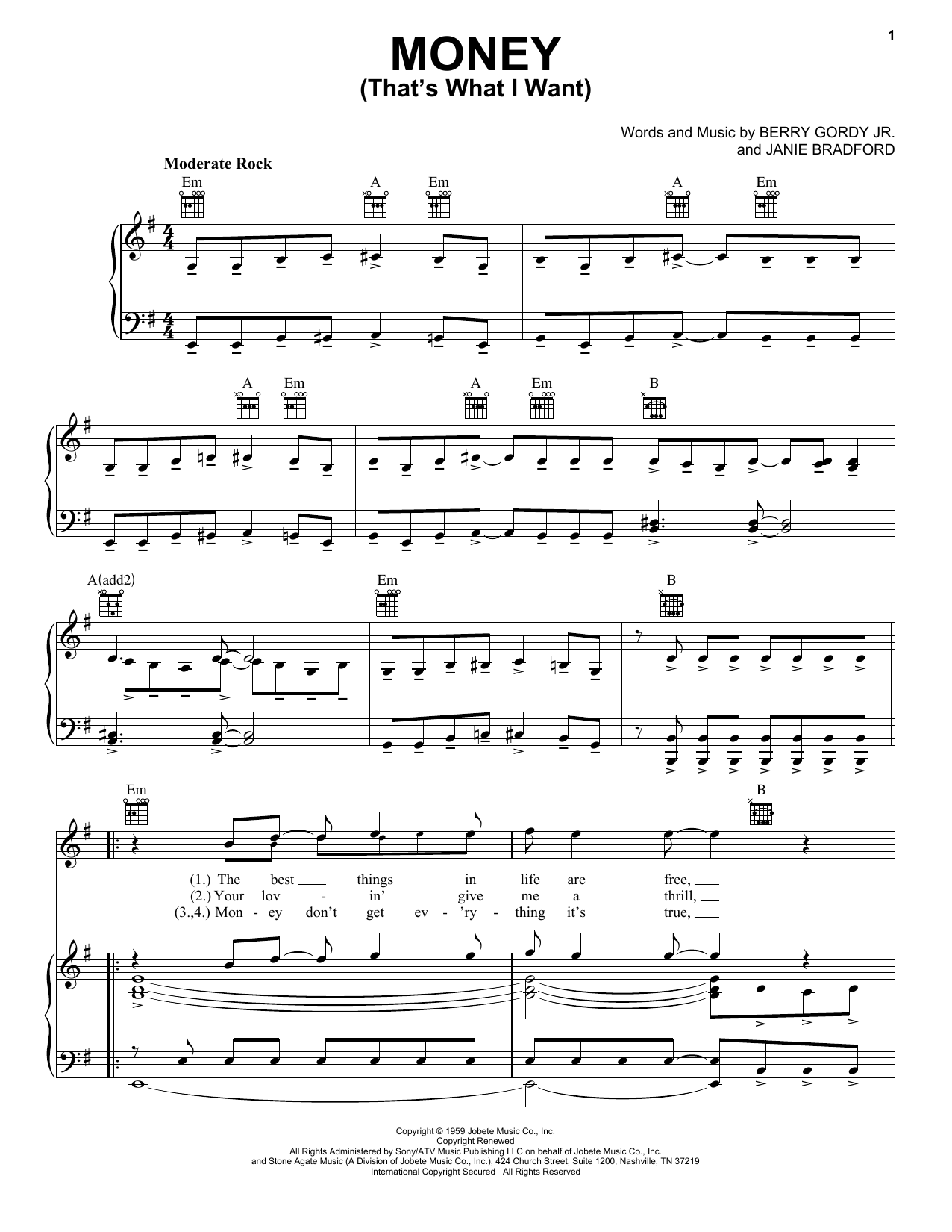 Download The Beatles Money (That's What I Want) Sheet Music