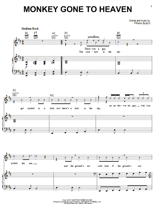 Download Pixies Monkey Gone To Heaven Sheet Music