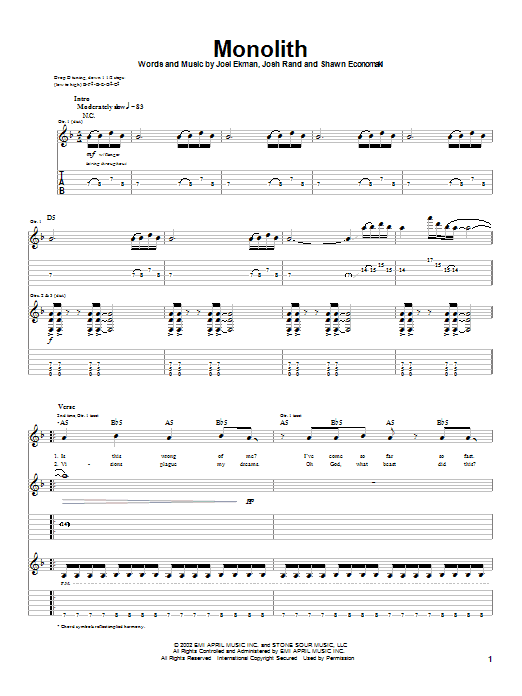 Download Stone Sour Monolith Sheet Music