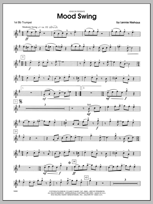 Download Niehaus Mood Swing - 1st Bb Trumpet Sheet Music