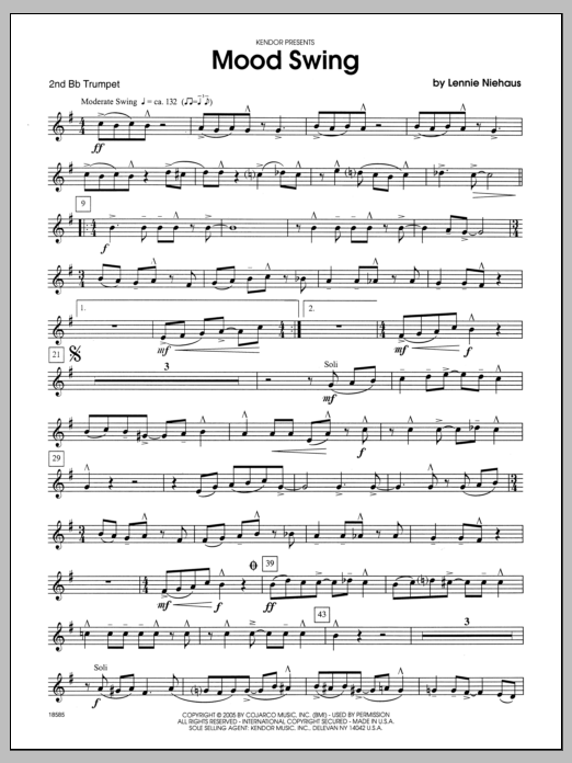 Download Niehaus Mood Swing - 2nd Bb Trumpet Sheet Music