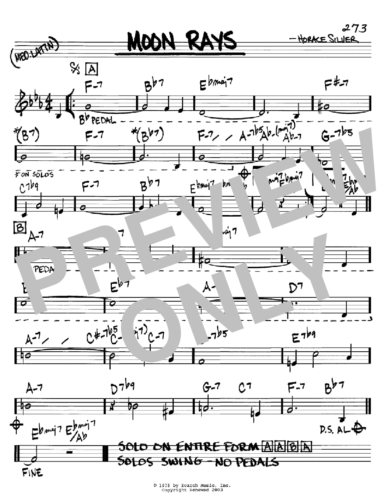 Download Horace Silver Moon Rays Sheet Music