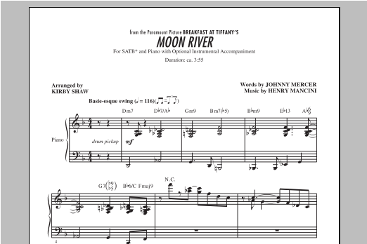 Download Henry Mancini Moon River (arr. Kirby Shaw) Sheet Music