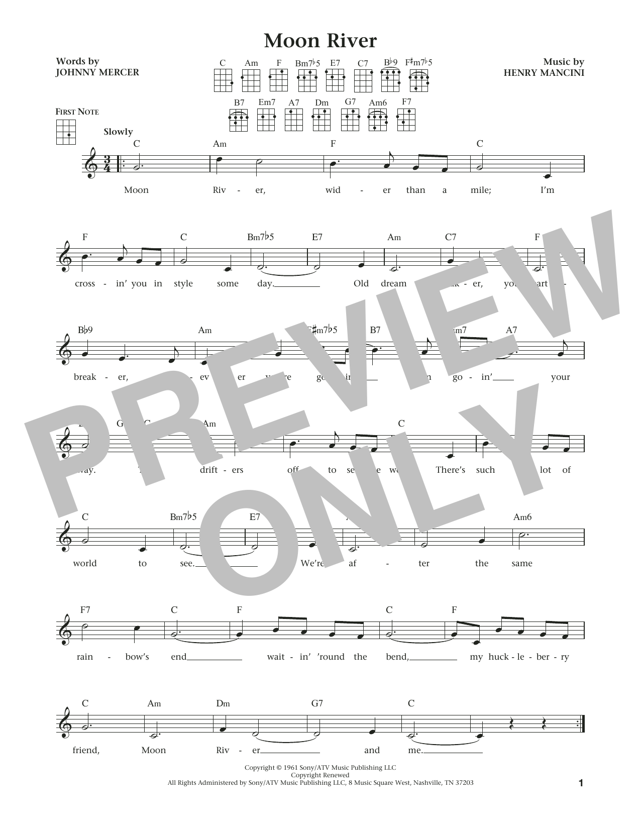 Download Henry Mancini Moon River (from The Daily Ukulele) (ar Sheet Music