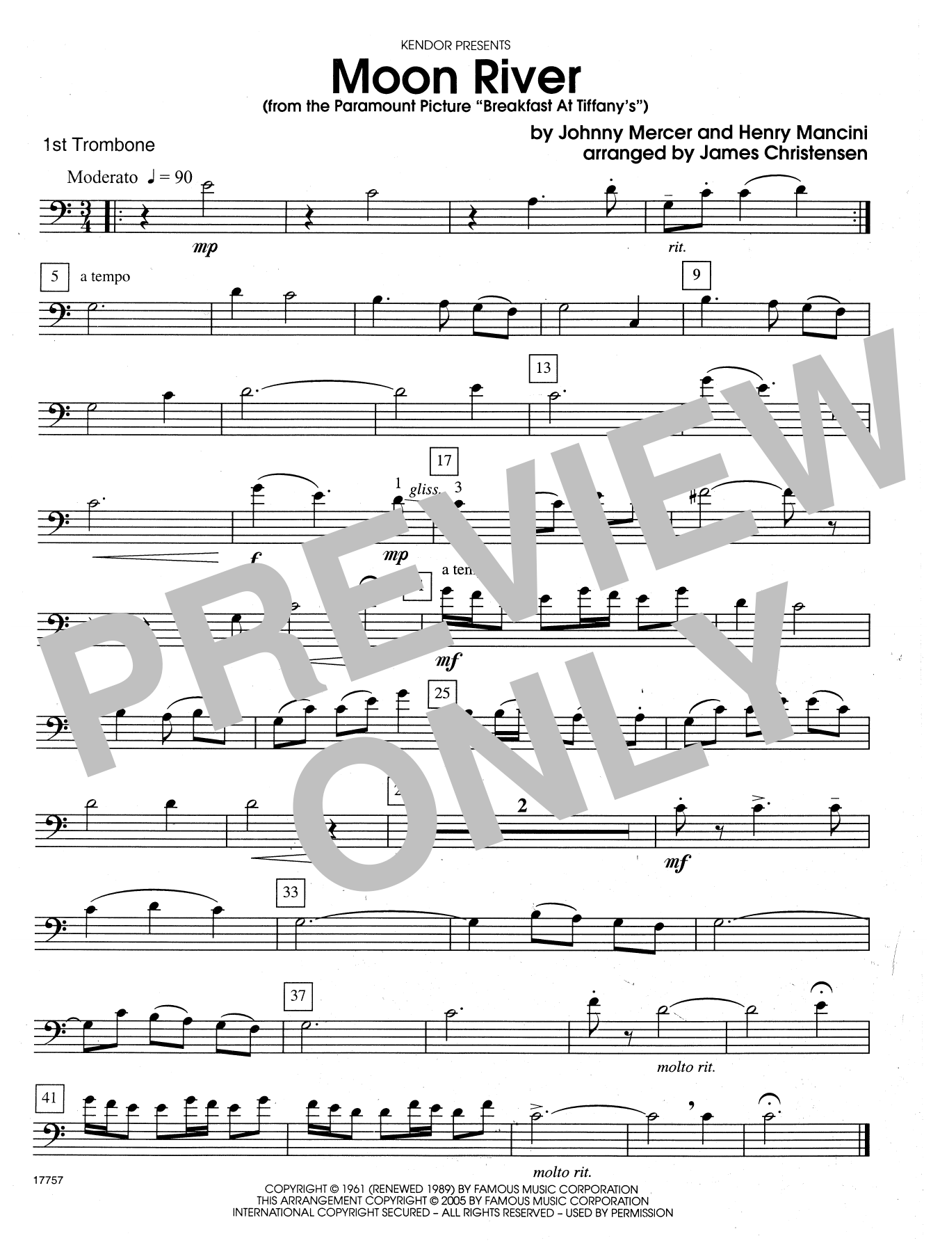 Download James Christensen Moon River (From The Paramount Picture Sheet Music