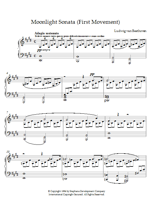 Download Ludwig van Beethoven Moonlight Sonata, First Movement, Op. 2 Sheet Music