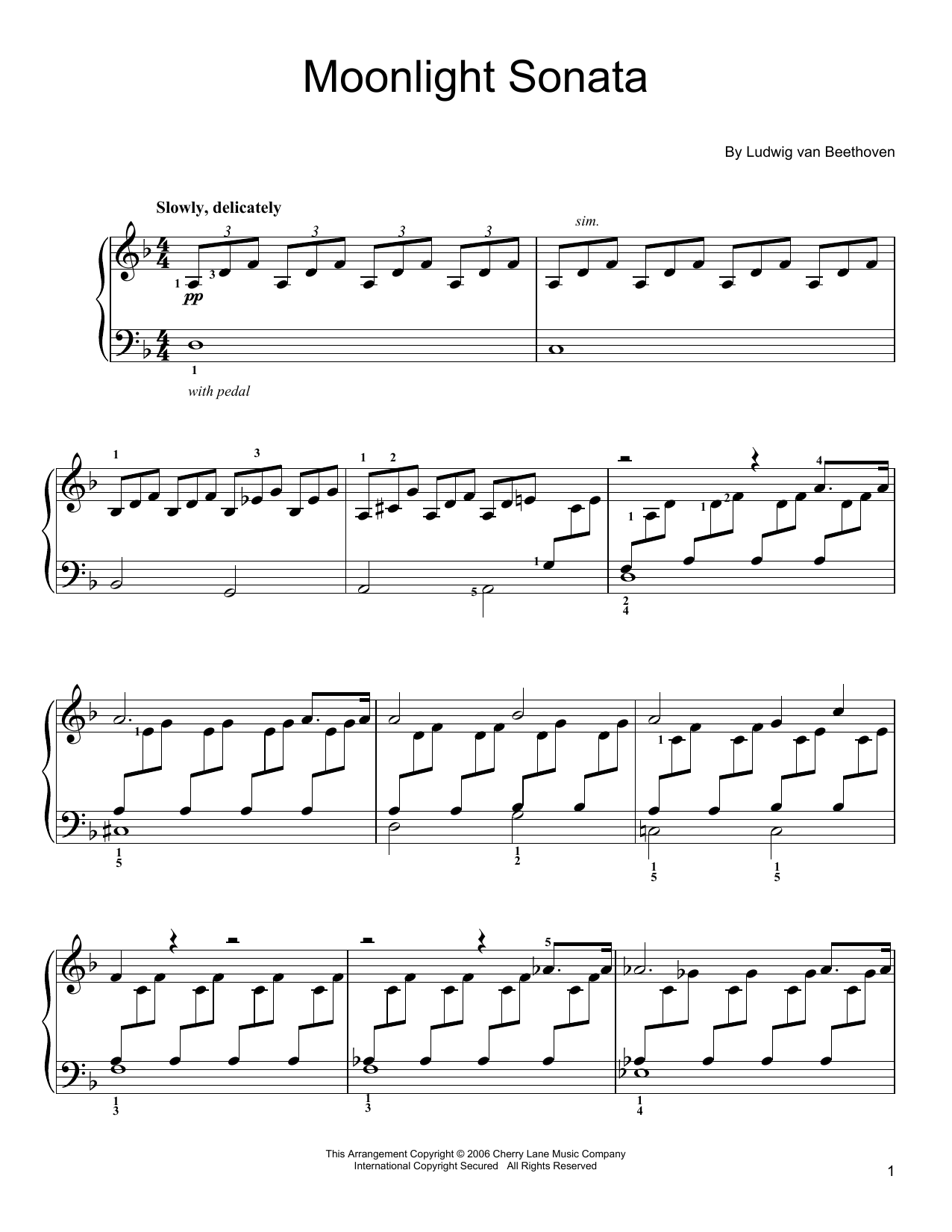 Download Ludwig van Beethoven Moonlight Sonata Sheet Music
