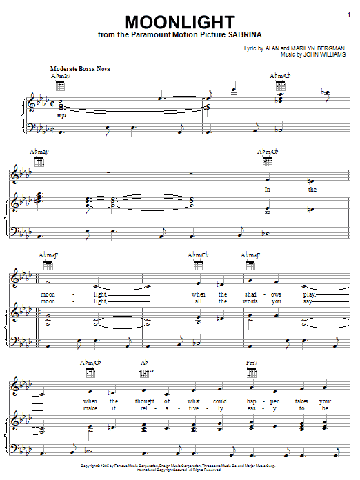 Sting Moonlight (from Sabrina) sheet music notes printable PDF score
