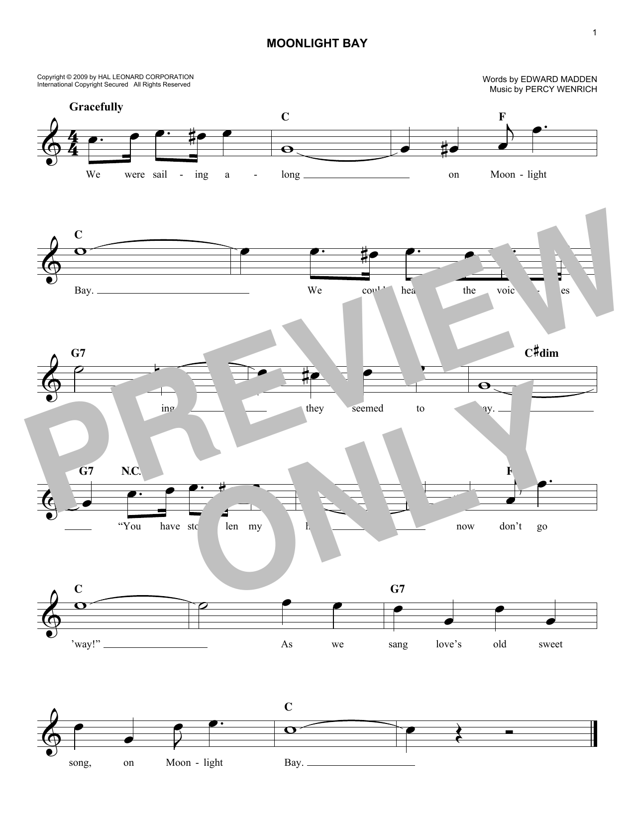 Edward Madden Moonlight Bay sheet music notes printable PDF score