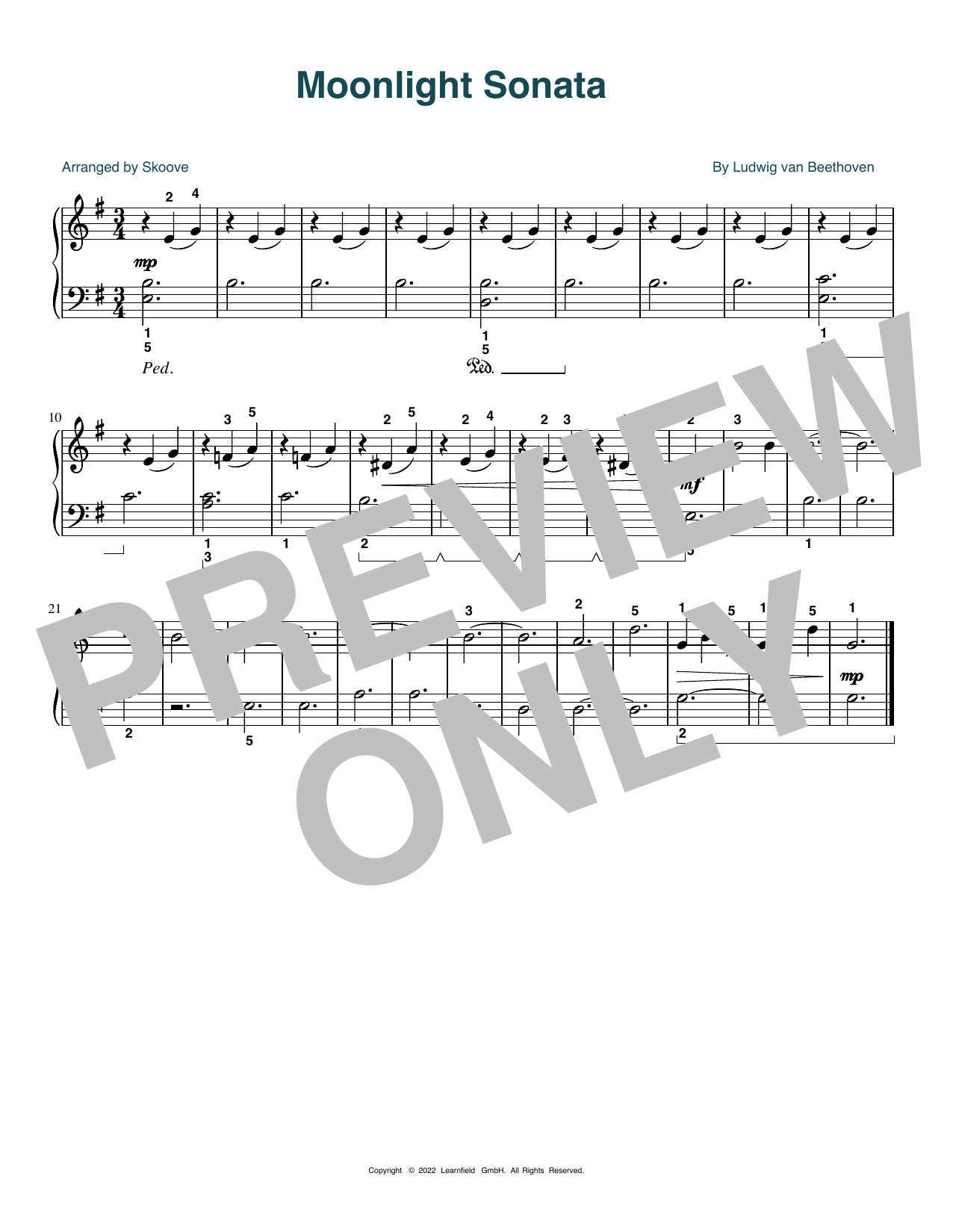 Download Ludwig van Beethoven Moonlight Sonata (arr. Skoove) Sheet Music