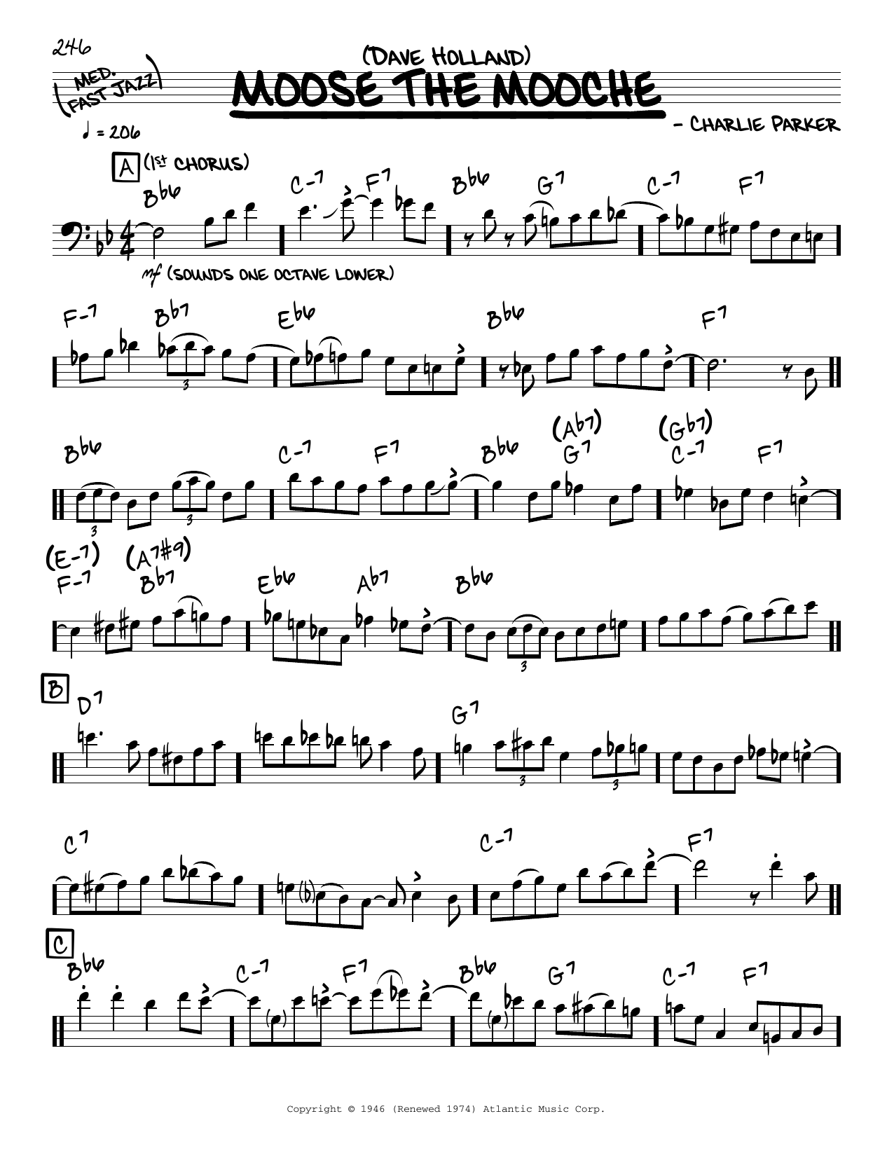 Download Dave Holland Moose The Mooche (solo only) Sheet Music