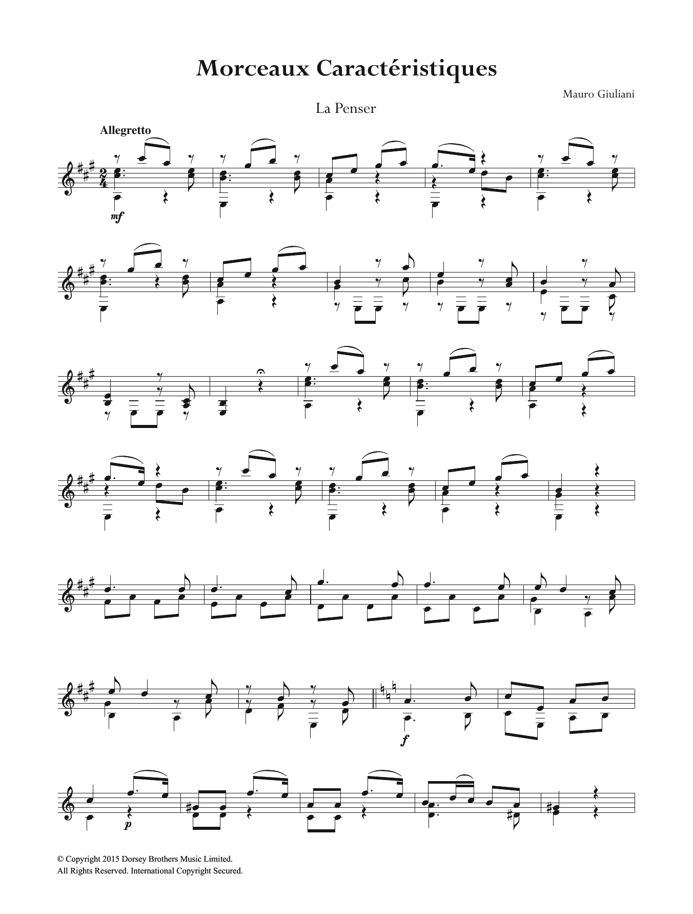 Download Mauro Giuliani Morceaux Caracteristiques Sheet Music