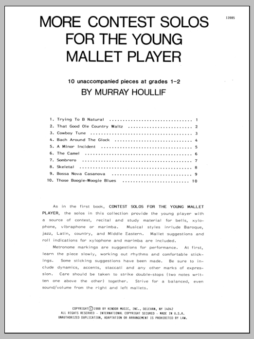 Download Houllif More Contest Solos For The Young Mallet Sheet Music