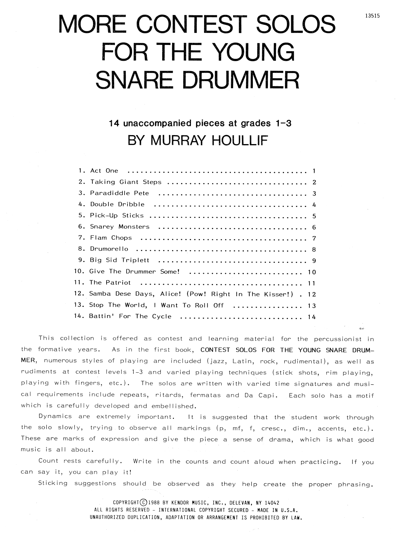 Download Murray Houllif More Contest Solos For The Young Snare Sheet Music
