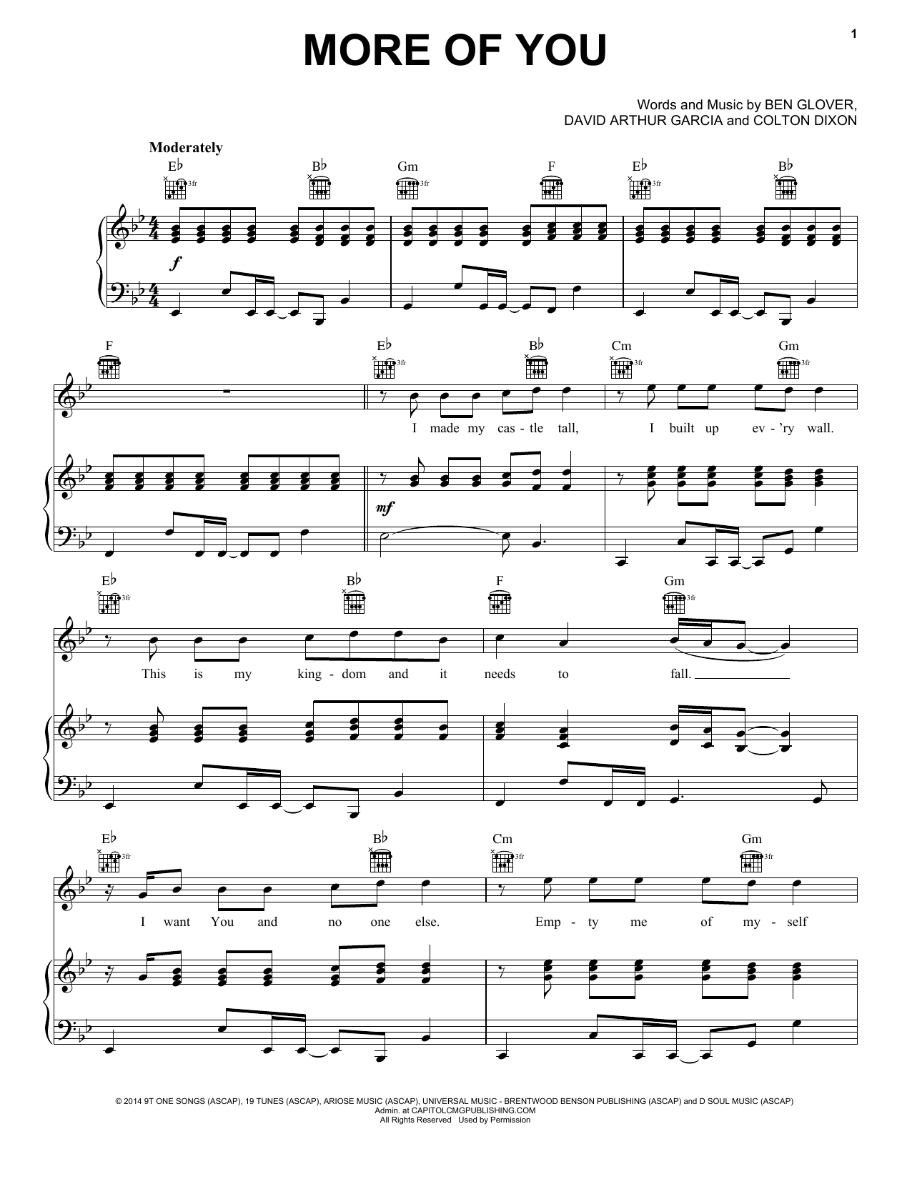 Download Ben Glover More Of You Sheet Music
