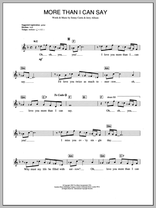 Download Leo Sayer More Than I Can Say Sheet Music