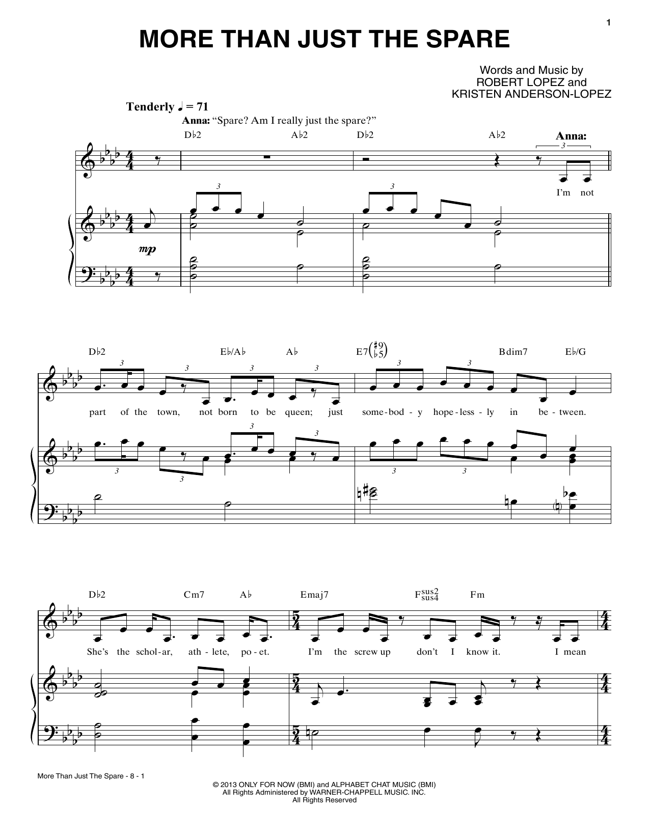 Download Kristen Anderson-Lopez More Than Just The Spare Sheet Music