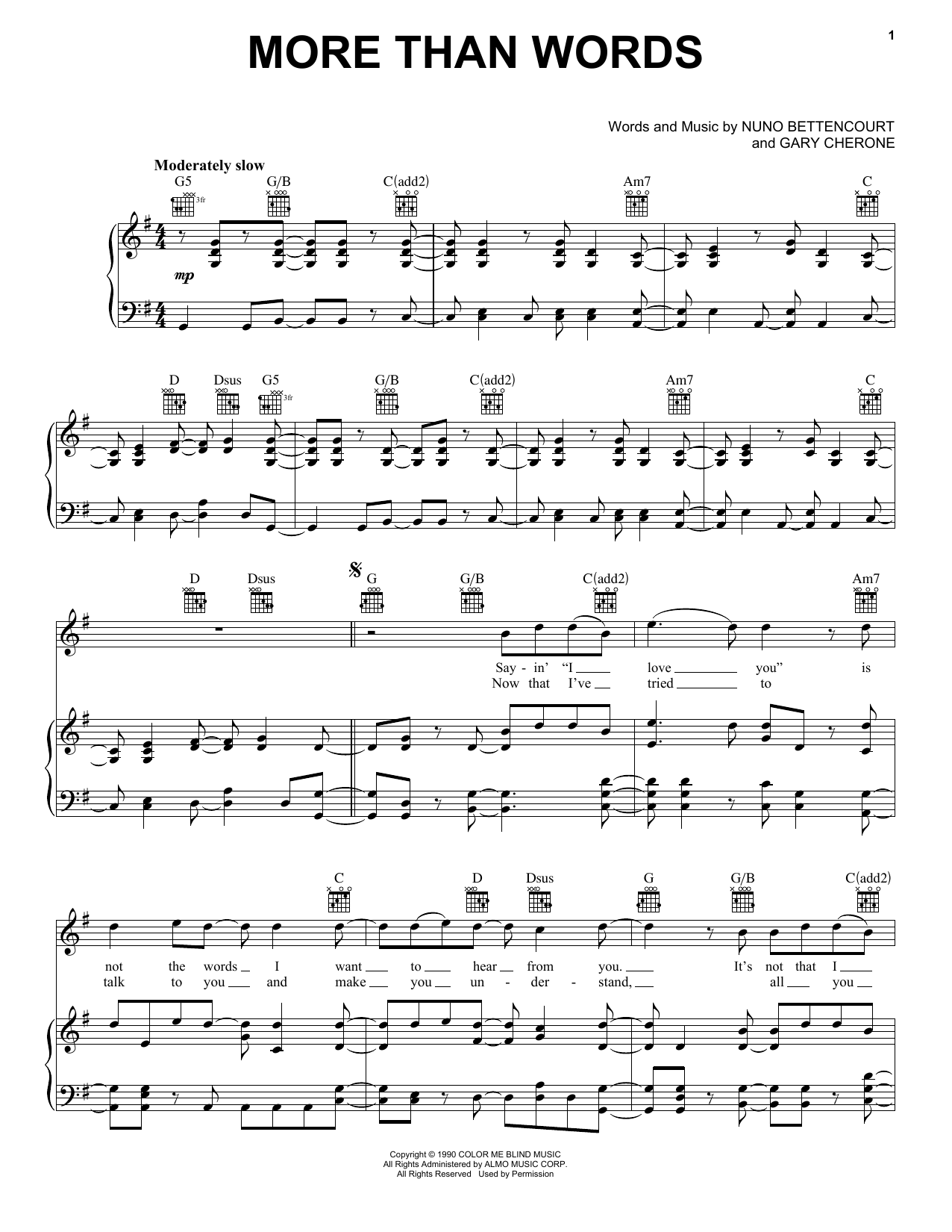 Download Extreme More Than Words Sheet Music