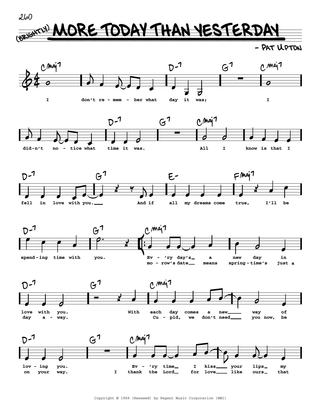 Download Spiral Starecase More Today Than Yesterday (High Voice) Sheet Music