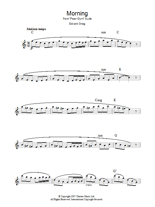 Edvard Grieg Morning sheet music notes printable PDF score