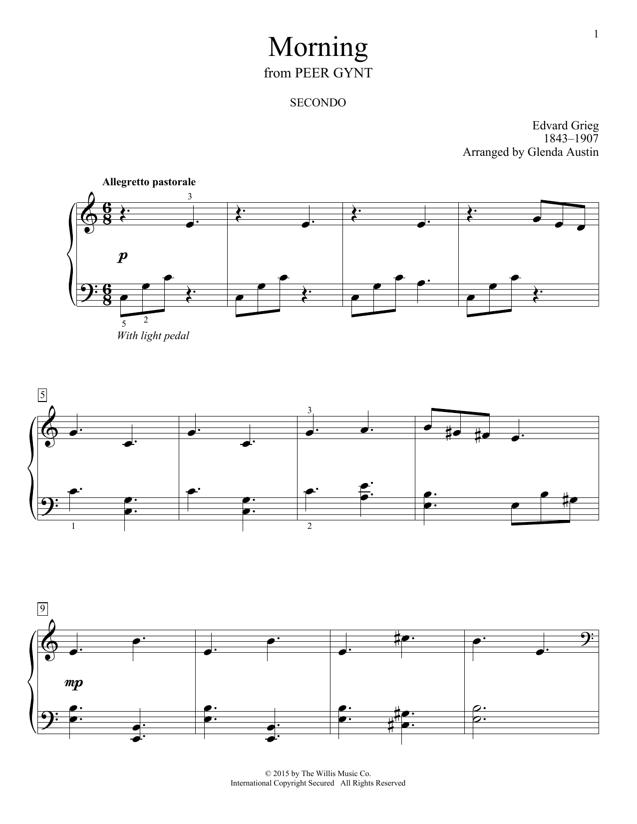 Download Edvard Grieg Morning Sheet Music