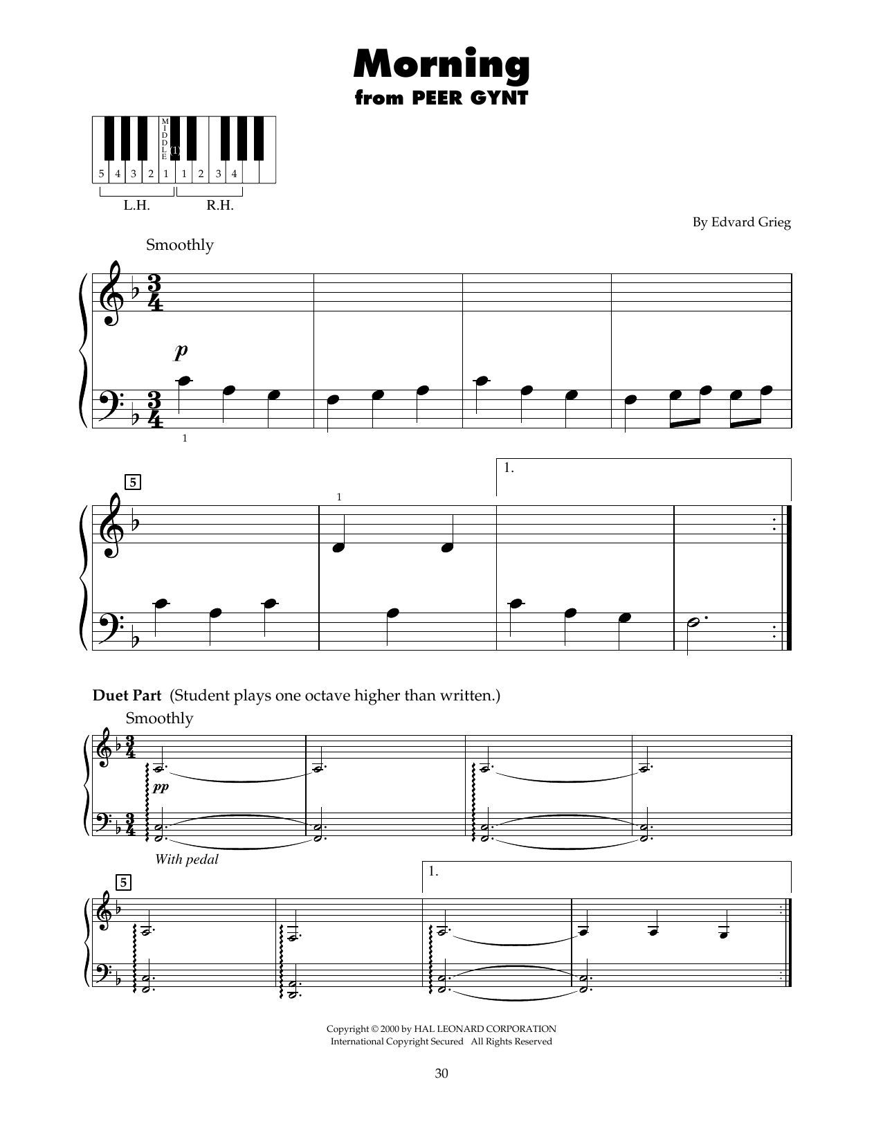 Download Edvard Grieg Morning (arr. Carol Klose) Sheet Music