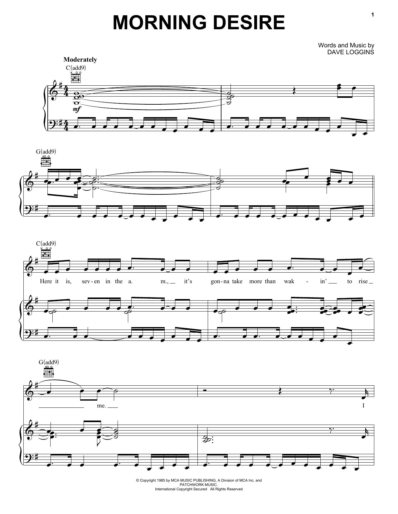 Download Kenny Rogers Morning Desire Sheet Music