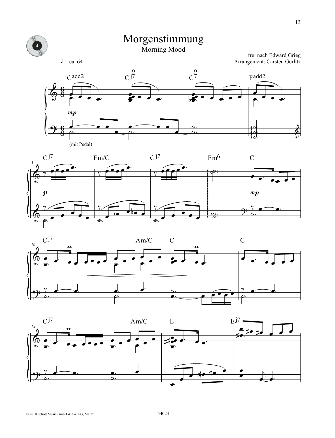 Download Edvard Grieg Morning Mood Sheet Music