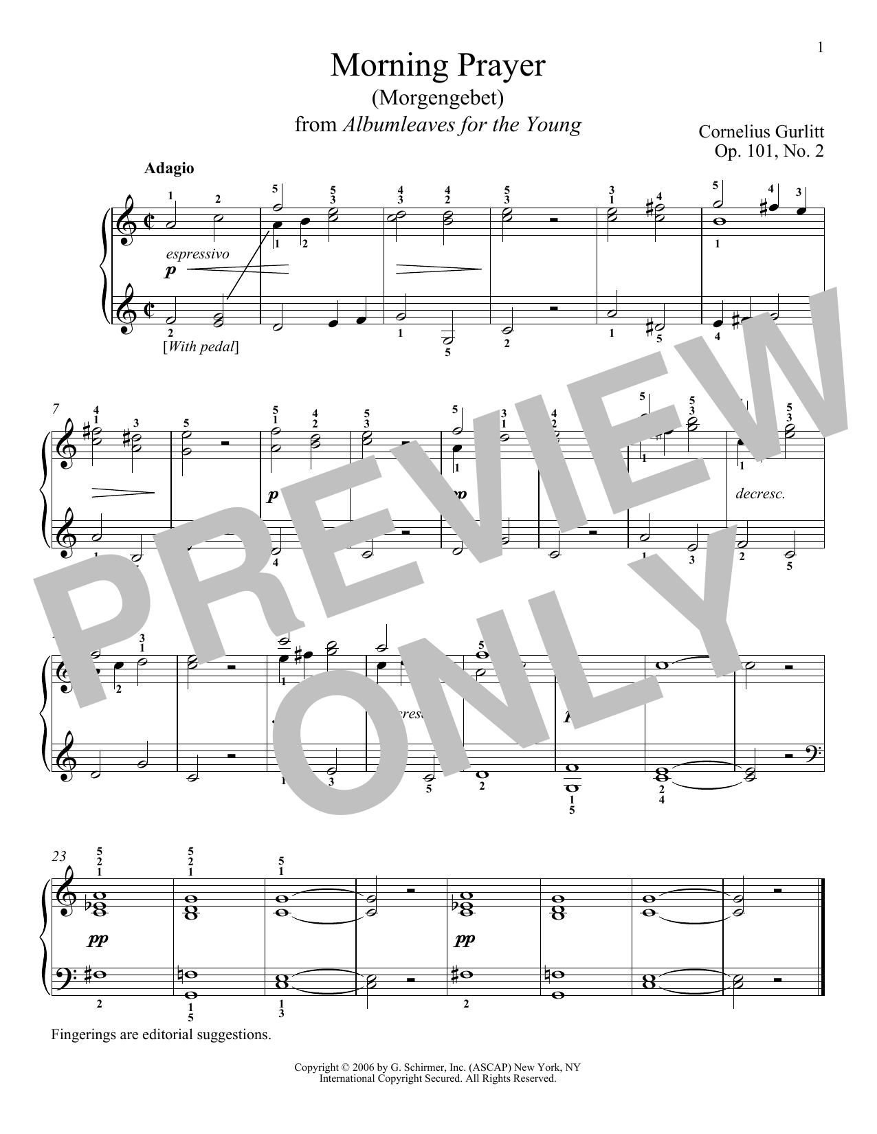 Download Cornelius Gurlitt Morning Prayer (Morgengebet), Op. 101, Sheet Music