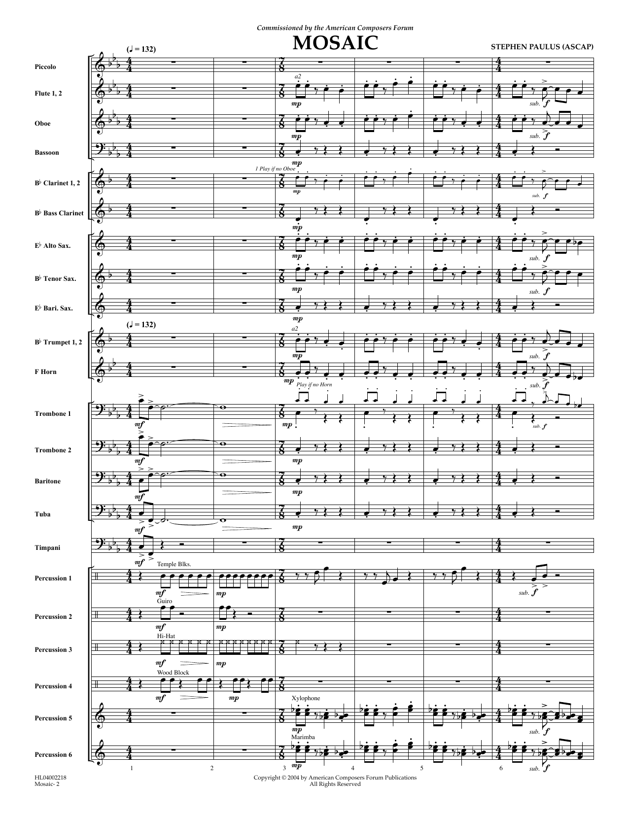 Download Stephen Paulus Mosaic - Full Score Sheet Music