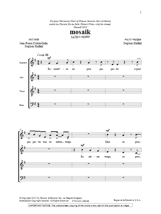 Download Stephen Hatfield Mosaik Sheet Music