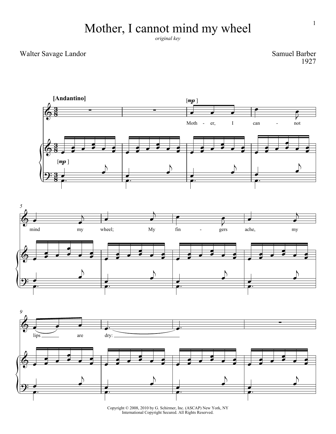 Download Richard Walters Mother, I Can Not Mind My Wheel Sheet Music
