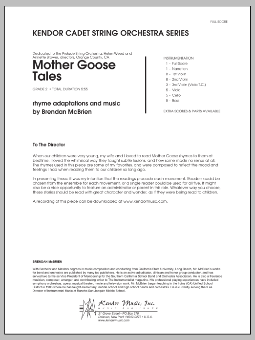 Download Brendan McBrien Mother Goose Tales - Conductor Score (F Sheet Music