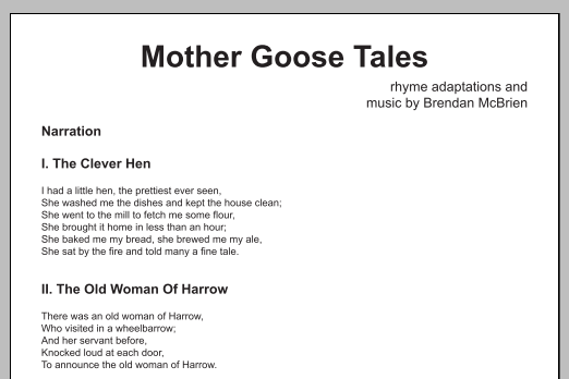 Download Brendan McBrien Mother Goose Tales - Narrator Sheet Music