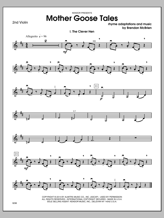 Download Brendan McBrien Mother Goose Tales - Violin 2 Sheet Music
