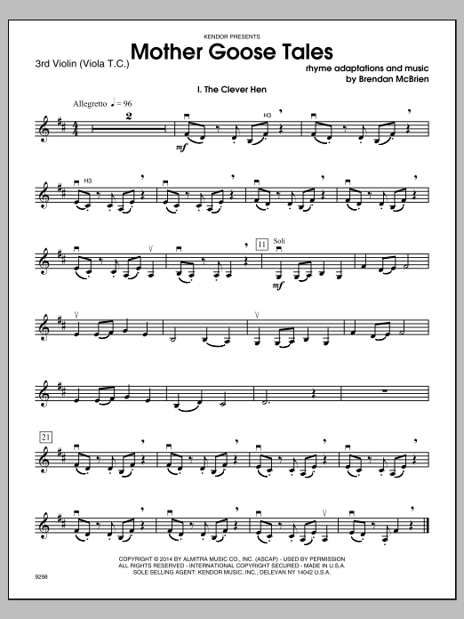 Download Brendan McBrien Mother Goose Tales - Violin 3 Sheet Music
