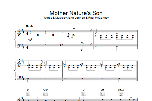 The Beatles Mother Nature's Son sheet music notes printable PDF score