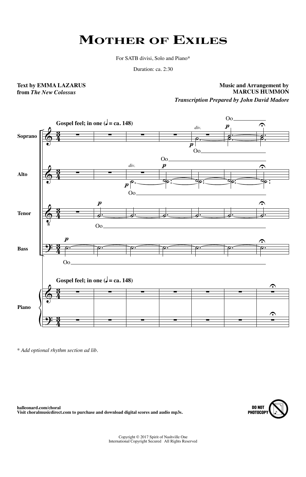 Download Emma Lazarus & Marcus Hummon Mother Of Exiles Sheet Music