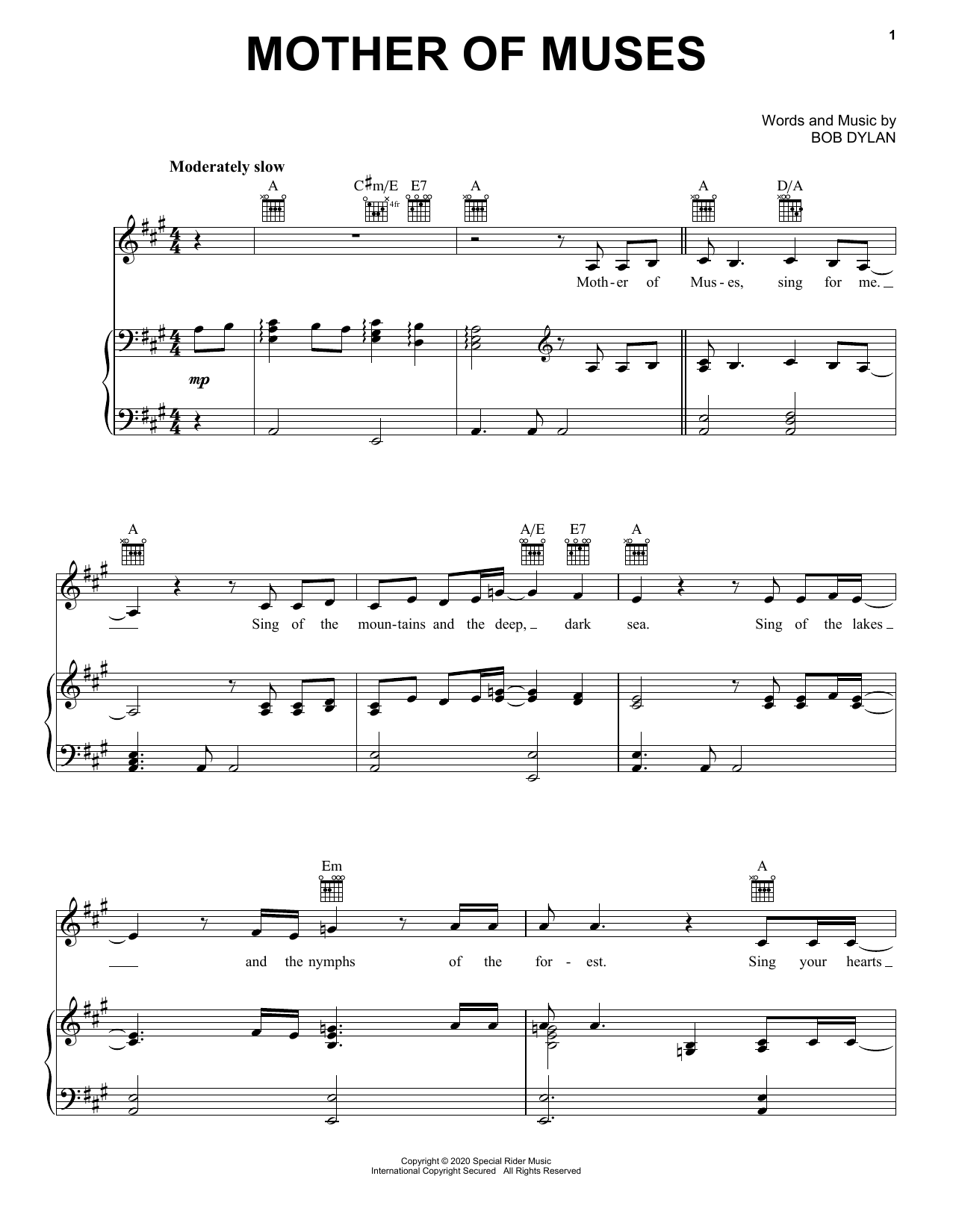 Download Bob Dylan Mother Of Muses Sheet Music