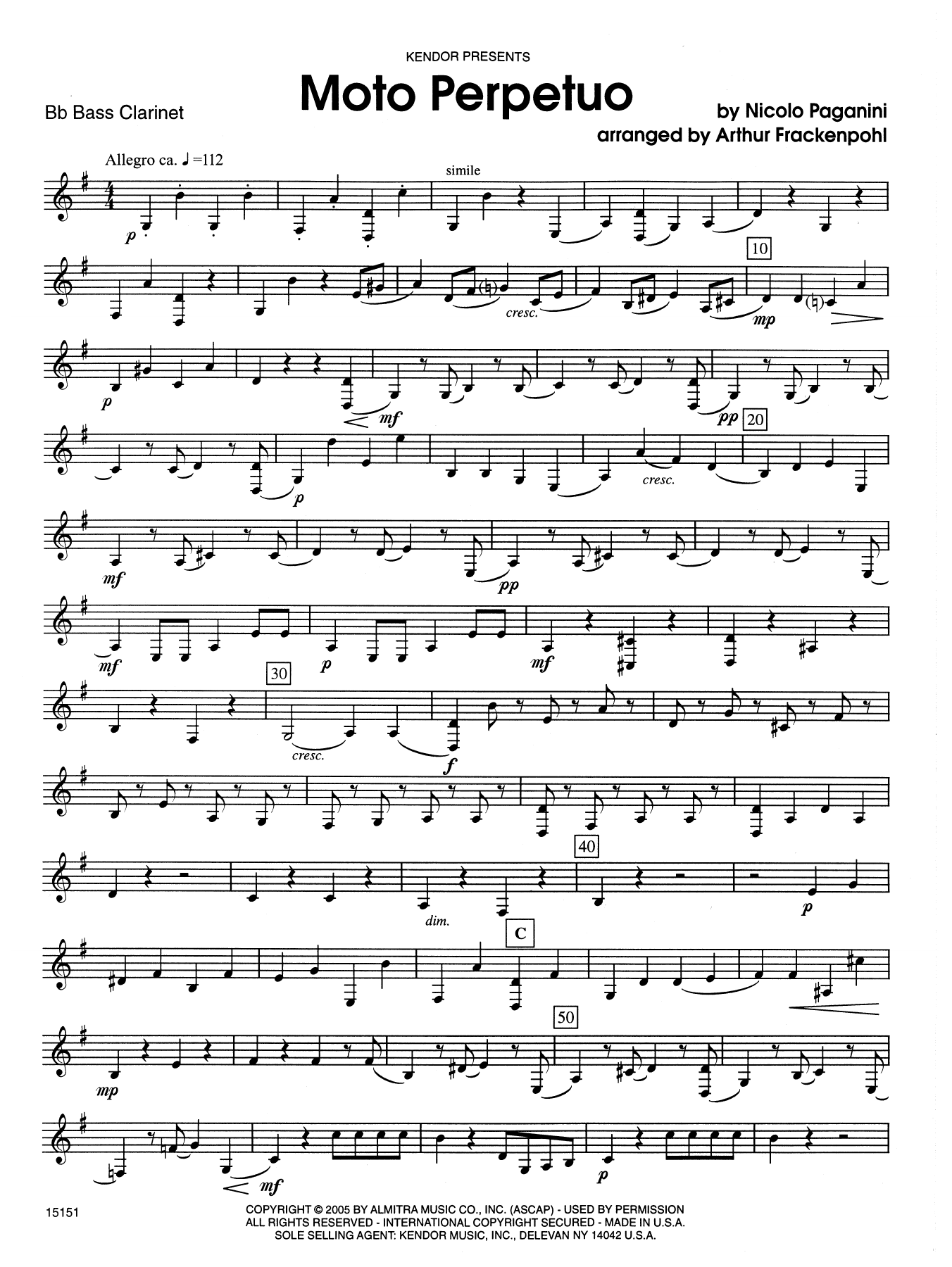 Download Arthur Frackenpohl Moto Perpetuo - Bb Bass Clarinet Sheet Music