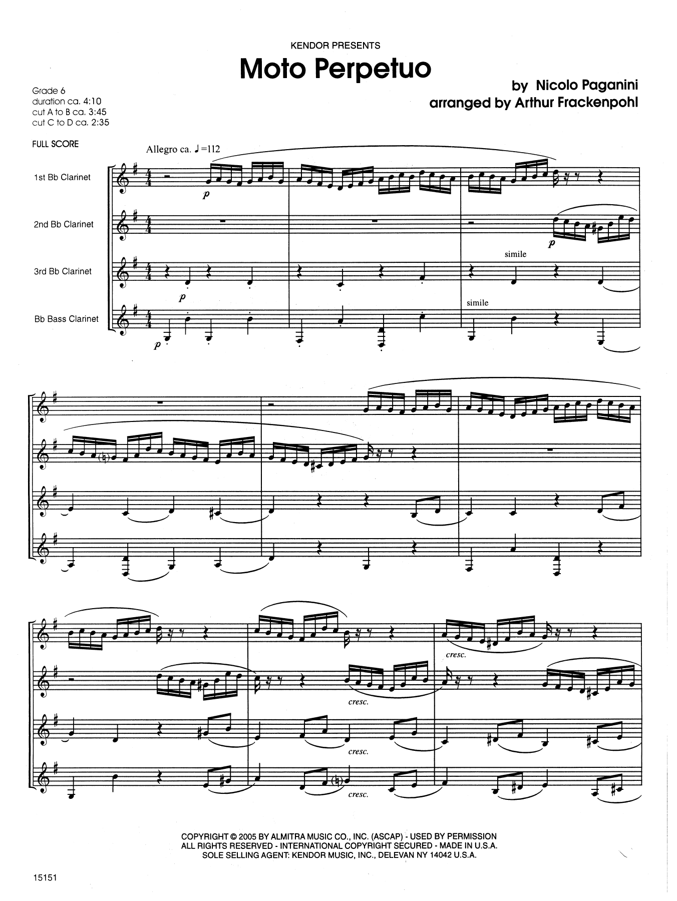 Download Arthur Frackenpohl Moto Perpetuo - Full Score Sheet Music