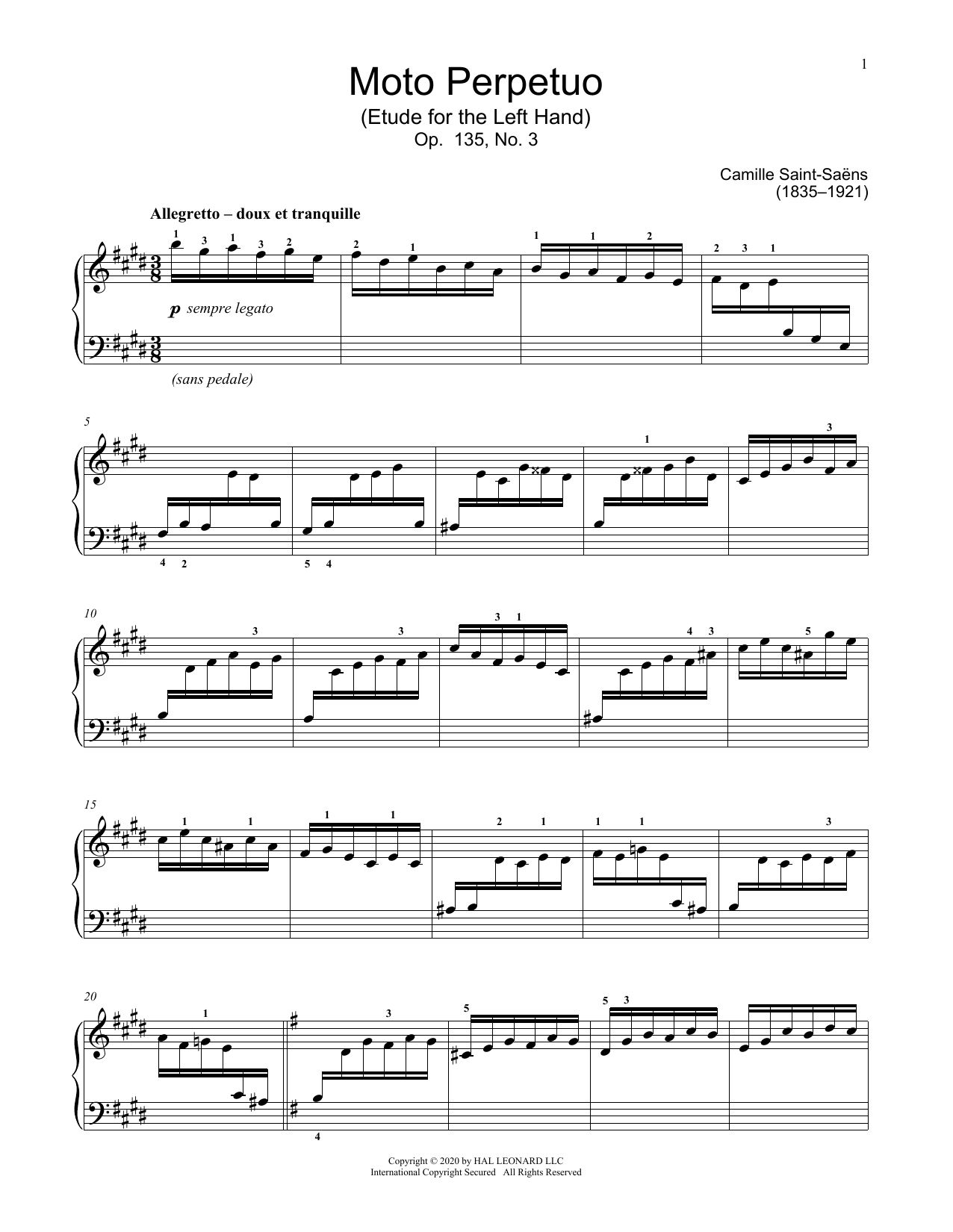 Download Camille Saint-Saens Moto Perpetuo, Op. 135, No. 3 Sheet Music