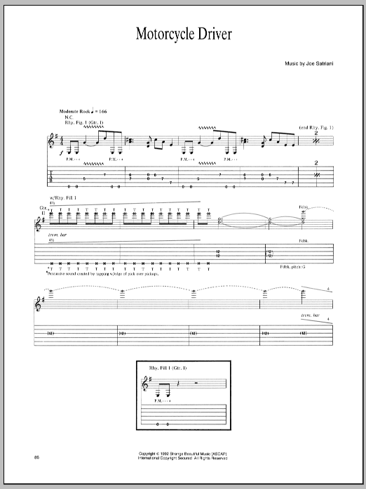 Download Joe Satriani Motorcycle Driver Sheet Music
