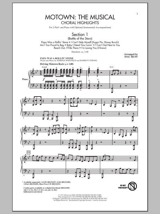 Download Mac Huff Motown The Musical (Choral Highlights) Sheet Music