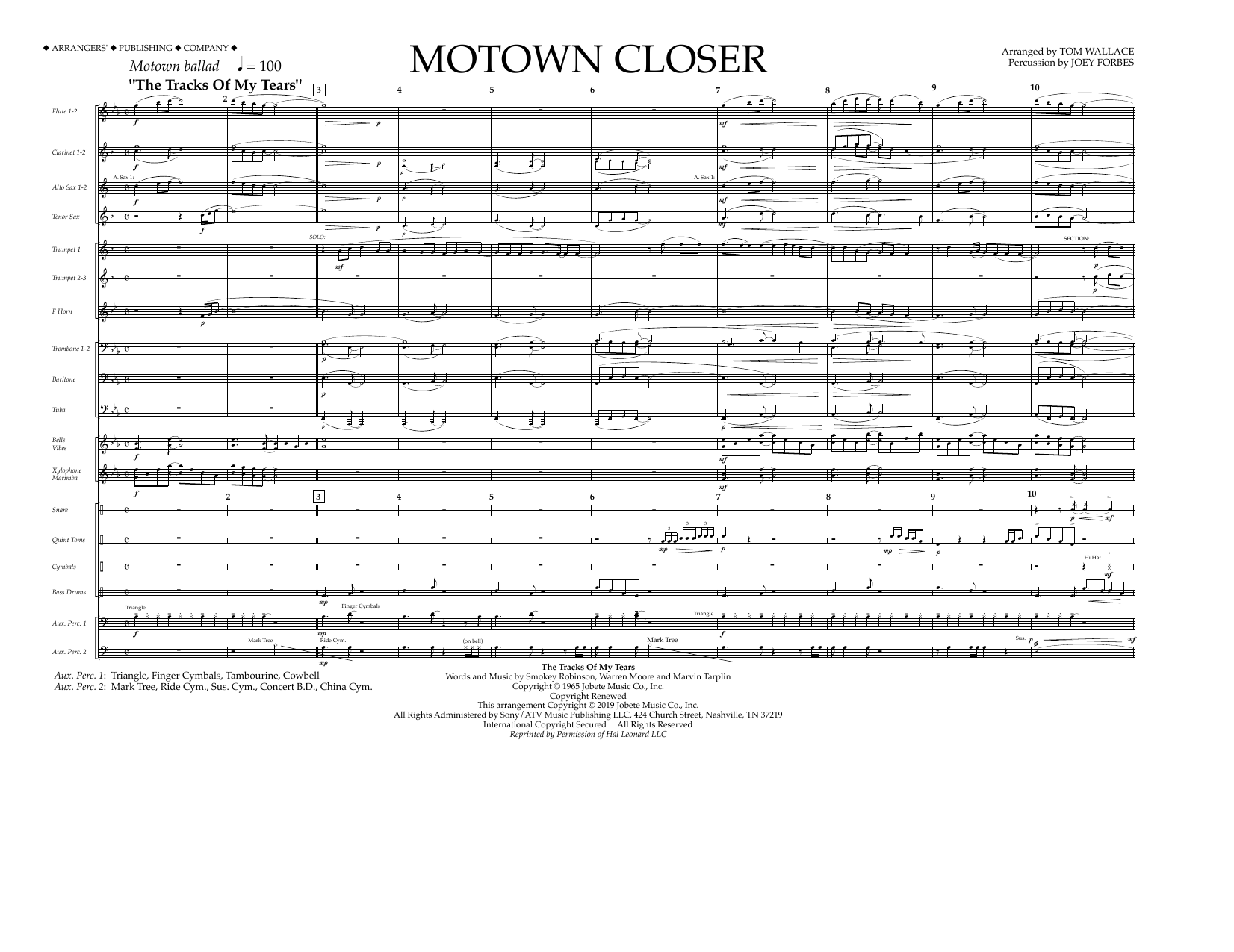 Download Smokey Robinson Motown Closer (arr. Tom Wallace) - Full Sheet Music