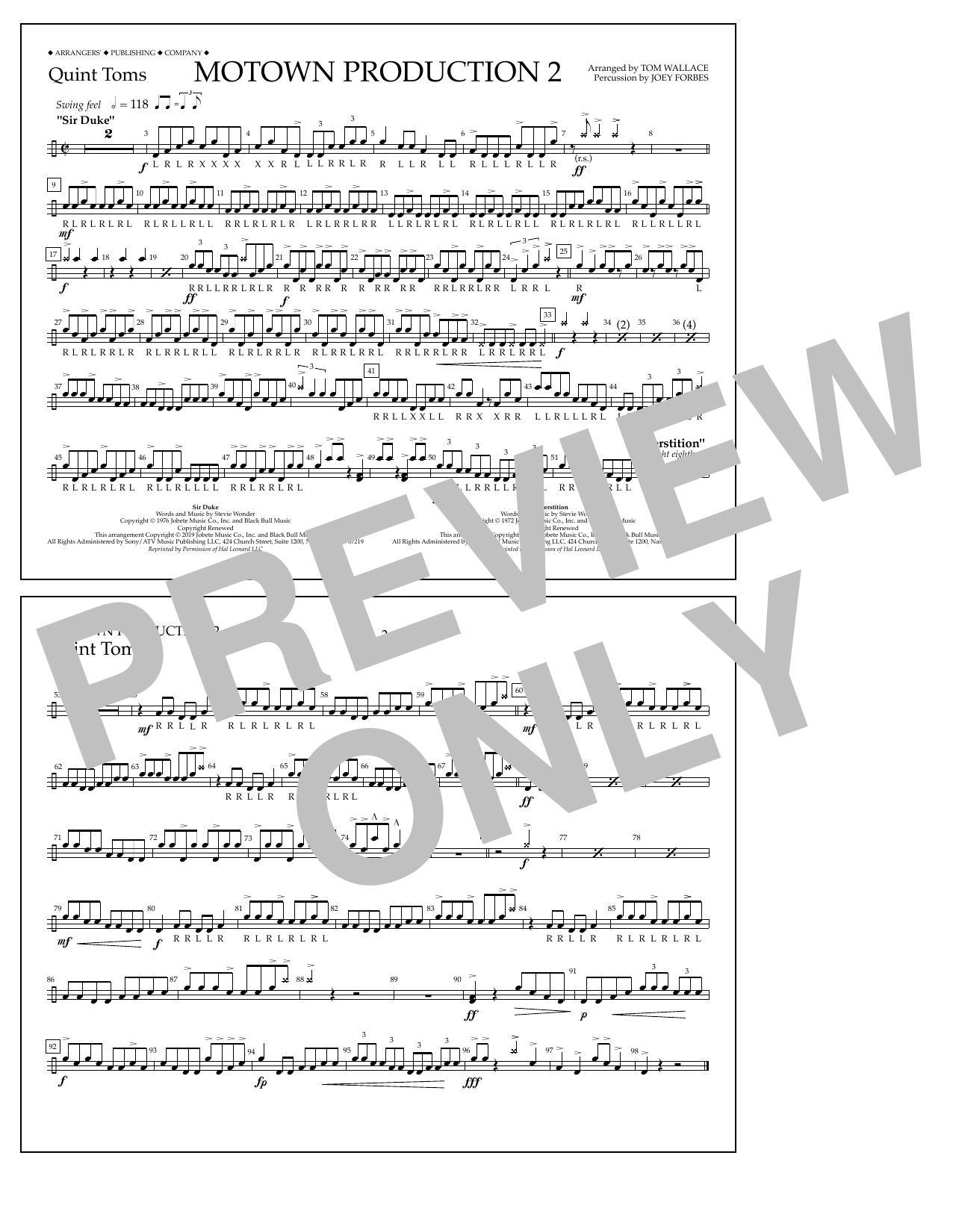 Download Stevie Wonder Motown Production 2 (arr. Tom Wallace) Sheet Music