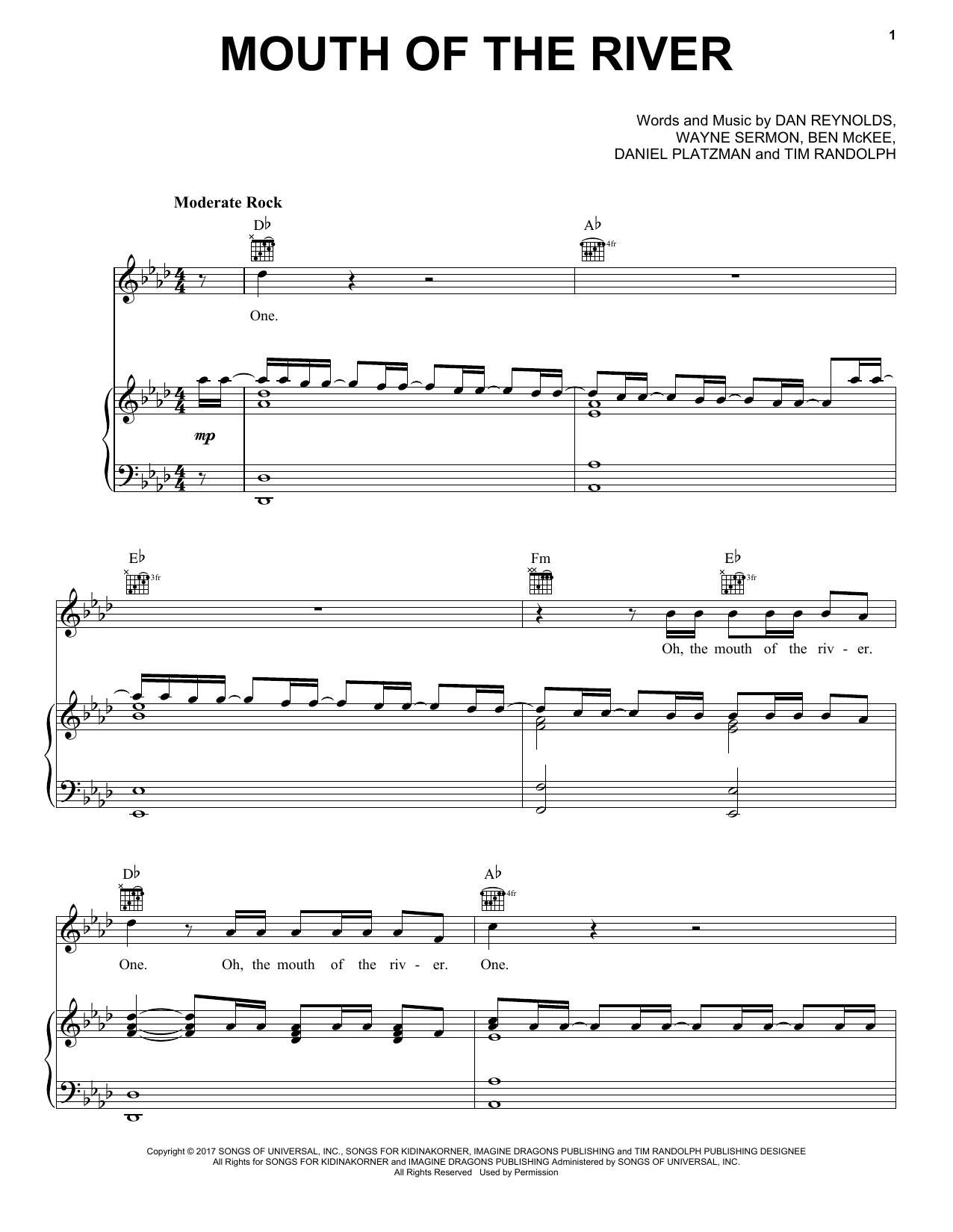 Download Imagine Dragons Mouth Of The River Sheet Music