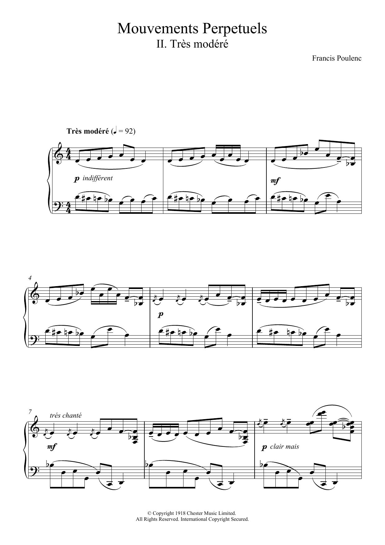 Download Francis Poulenc Mouvement Perpetuel No. 2 Sheet Music